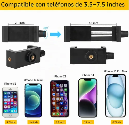 Vista 6 de Mippko Soporte flexible portátil para teléfono celular para caminadora/cochecito/elíptica/coche/bicicleta/carrito de compras, compatible