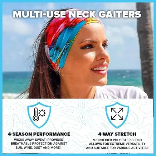 Vista 3 de S A Company Neck Gaiter 5 Pack Sun Protection Face Shield Multi Use Bandanas Stylish and Cool Design Face Mask Reusable