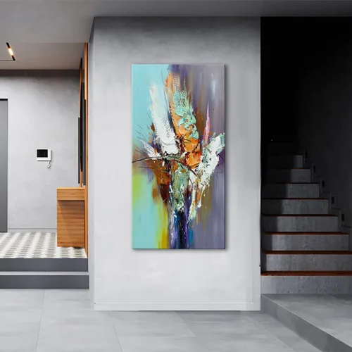 Vista 6 de zoinart Arte de pared 3D texturizado pintado a mano, 24 x 48 pulgadas, pinturas al óleo coloridas abstractas, arte de pared grande para decoración