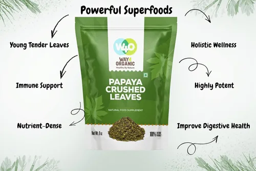 Vista 4 de Té de hoja de papaya de 8 onzas, secado de hojas verdes frescas, bueno para hacer té, hojas 100% sueltas (sin fruta, sin semillas) – Way4Organic