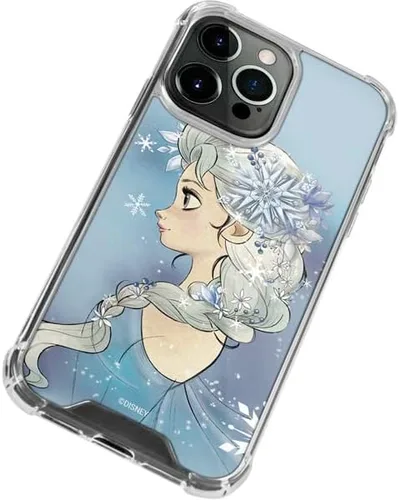 Vista 3 de Skinit Funda transparente compatible con iPhone 15 Pro, diseño de retrato lateral de Elsa de Disney con licencia
