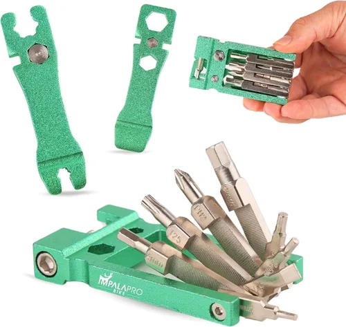 Vista 13 de Kit de herramientas para bicicleta portátil 20 en 1, compacto y ligero (4.14 oz) cromo-vanadio (CRV) - Multiherramienta para bicicleta