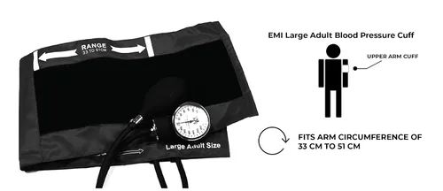 Vista 3 de Tensiómetro aneroide manual para presión arterial de pulsera EMI LARGE con funda, 1