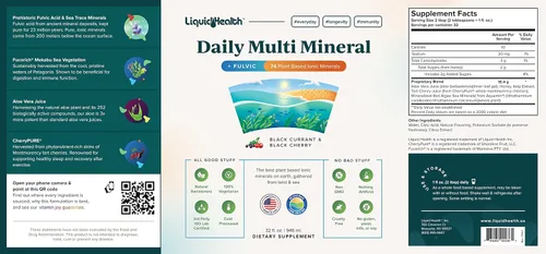 Vista 5 de LIQUIDHEALTH Suplemento líquido multimineral diario con ácido fúlvico, acuamina iónica a base de plantas, minerales oceánicos – apoyo inmunológico