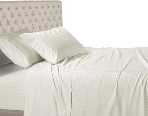 Vista 15 de Royal Hotel - Sábana de cama a rayas, 100% algodón, 600 hilos, bolsillo profundo