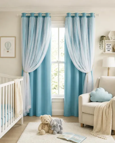 Vista 24 de PONY DANCE Cortinas de Doble Capa - Cortinas Opacas de 63 Pulgadas de Largo, Diseño con Ojales en la Parte Superior, Paneles Transparentes Blancos