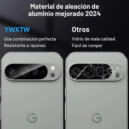 Vista 3 de YWXTW Protector de lente de cámara para Google Pixel 9 Pro XL 2024 (no para 9 Pro), [cobertura completa de metal] Protector de pantalla de vidrio