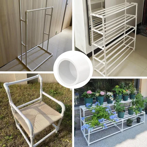 Vista 3 de Tapa de extremo de PVC de 1 pulgada, paquete de 10 conectores de codo de tubería, accesorios de tubería de PVC SCH40 de grado para muebles