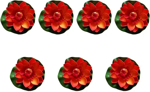 Vista 9 de 7 piezas de 3.9 pulgadas flor de loto artificial flor artificial piscina acuario decoración flor eterna flor artificial (azul)
