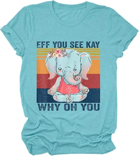 Vista 4 de EFF You See Kay - Camisetas de manga corta con estampado de letras para mujer
