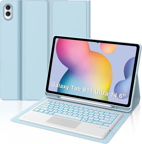 Vista 11 de for Samsung Galaxy Tab S11 Ultra 14.6 inch Keyboard Case, 7 Colors Backlit, Multi-Gesture Smart Touchpad, Detachable Bluetooth Wireless Trackpad