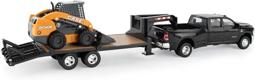 Vista 2 de Case IH 1/32 Big Farm Ram Dually Quad Cab con remolque Lowboy y cargadora Skidsteer Case SV340B 47155