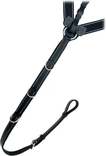 Vista 5 de Exion Horse - Peto elástico con accesorio para correr, acolchado suave, pechera de cuero inglés ajustable para caballos, elástico marrón con líneas