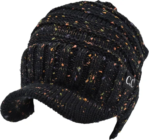 Vista 2 de C.C Gorro de punto acanalado de gran tamaño con visera