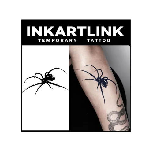 Vista 16 de INKARTLINK Tattoo Tech, 2 hojas de tatuaje semipermanente mediano, tatuajes temporales de diseño artístico para adultos, dura 1-2 semanas
