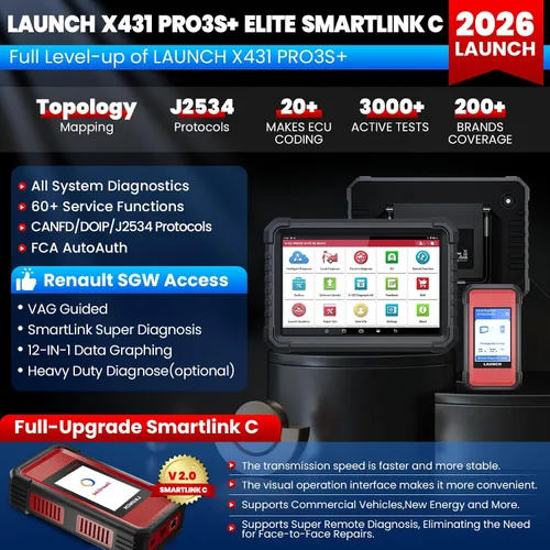 Vista 2 de Launch X431 PRO3S+ Elite, herramienta de escaneo bidireccional 2026 con protocolos J2534 All-in-One Topology Map, 60+Service, 10.1 INCH HD Trucks