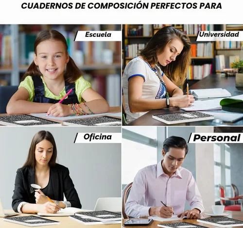 Vista 6 de Cuadernos de composición con rayas universitarias, paquete de 5, 200 páginas (100 hojas), 9-3/4 x 7-1/2 pulgadas, libro de composición de mármol