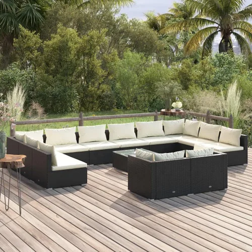 Vista 63 de Sofá de 3 plazas con cojines de ratán de poliéster marrón, juego de muebles de patio al aire libre con 3 sofás centrales para patio trasero, jardín