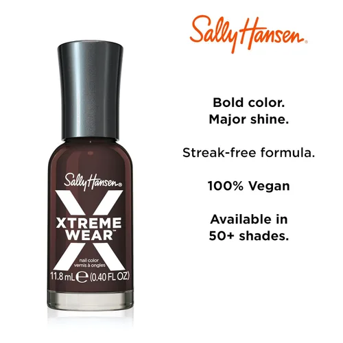 Vista 240 de Sally Hansen Xtreme Wear Esmalte de uñas sin rayas, acabado brillante, duradero, resistente a las astillas, transparente, color de uñas plateado 130