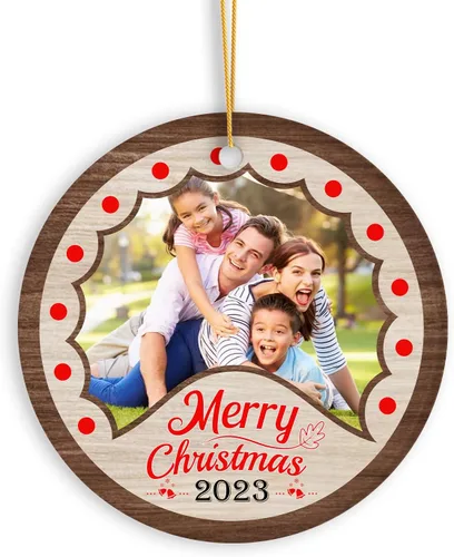 Vista 17 de Adorno de Navidad con foto personalizada 2023, adorno de Navidad con nombre del bebé, adorno de Navidad con texto personalizado para bebé, recién