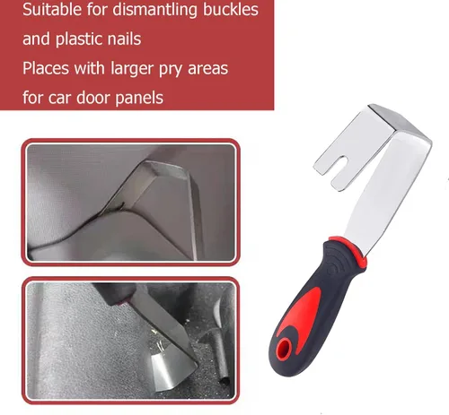 Vista 5 de Kit de herramientas de extracción de molduras y extractor de panel de puerta, juego de herramientas de palanca de metal, kit de removedor de clip