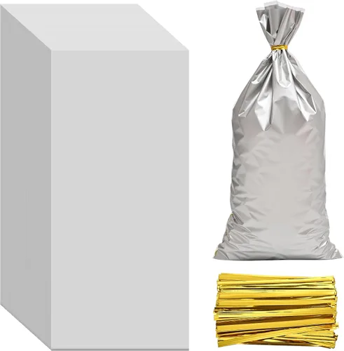 Vista 8 de Lecpeting 100 bolsas de celofán, bolsas de plástico para dulces con lazos giratorios para envoltura de regalo, cumpleaños, boda, baby shower