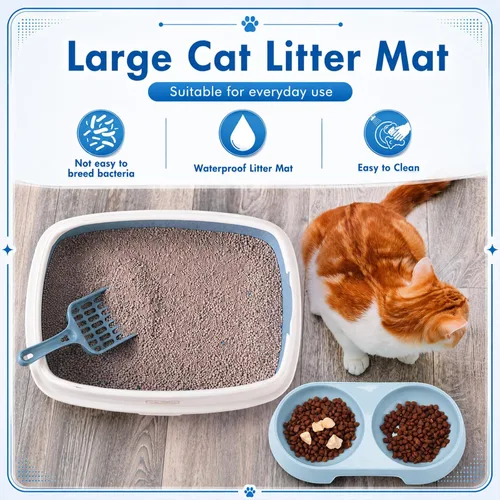 Vista 4 de Sliner 7 Pcs Kitten Litter Box Starter Kit, Low Entry High Sided,Blue