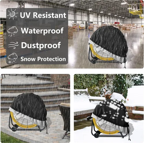 Vista 7 de Bitubi Cubierta de ventilador de tambor industrial, fundas impermeables para ventilador de exterior, compatible con ventilador de tambor industrial
