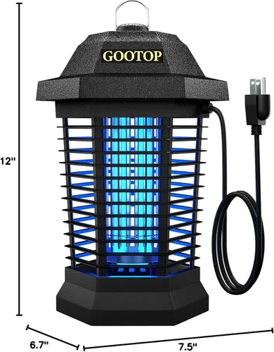 Vista 9 de GOOTOP Extractor de Insectos para Exteriores, Extractor de Mosquitos, Enchufe de 3 Puntas Eléctrico Matamoscas, Mata Mosquitos, Trampas para Moscas