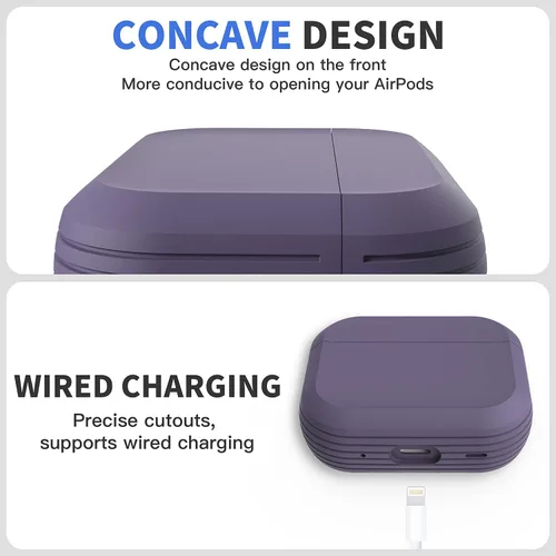 Vista 3 de Funda resistente para AirPods Pro 2, a prueba de golpes, funda protectora para Apple AirPods Pro de 2ª generación, lanzada en 2022 (morado profundo)
