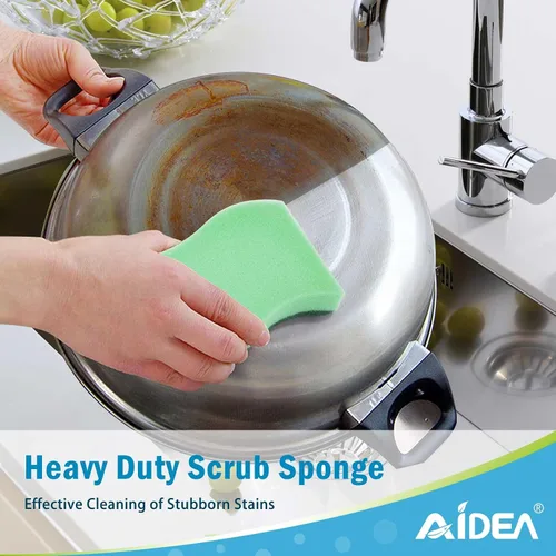 Vista 6 de AIDEA Esponjas de cocina, paquete de 24 esponjas de platos resistentes, esponja de limpieza para el hogar y la cocina, suministros de limpieza sin