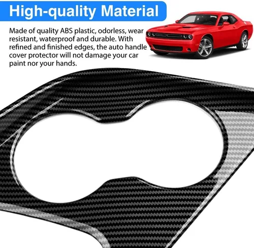 Vista 4 de Karltys Cubierta de panel de palanca de cambios para Dodge Challenger 2015-2024 2025+ + consola central de fibra de carbono, panel de palanca