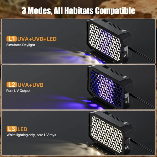 Vista 3 de Luz de reptil LED UVB regulable con temporizador automático, 4.3