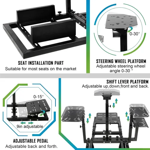 Vista 6 de HOTTOBY Flight Racing Simulator Cockpit with Black Seat Adjustable&Shifter Platform Upgrade Fit for LogitechThrustmasterHotas Warthog