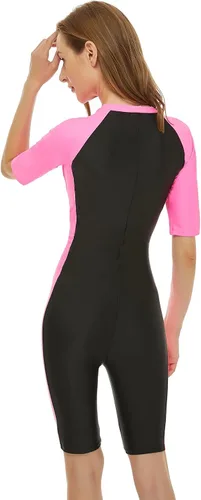 Vista 2 de Traje de baño de una pieza para mujer, traje de surf de manga corta, protección solar