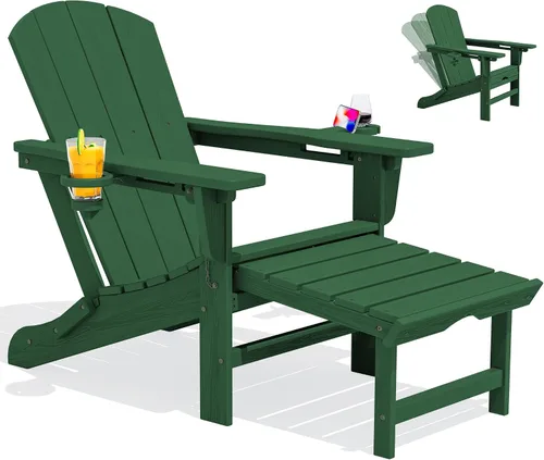 Vista 13 de SERWALL Silla Adirondack ajustable plegable HDPE con reposapiés, Aruba