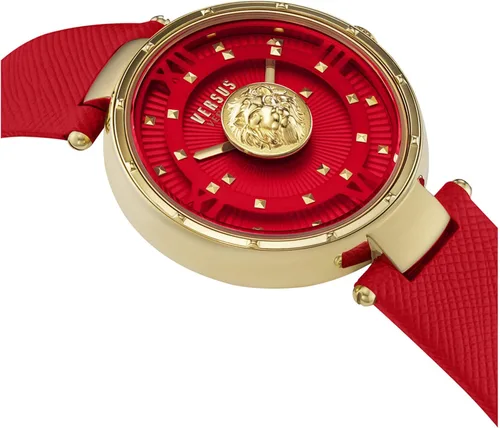 Vista 2 de Versus Versace Moscova Collection Reloj de lujo para mujer con correa roja con caja dorada y esfera roja, Rojo -, Moscú