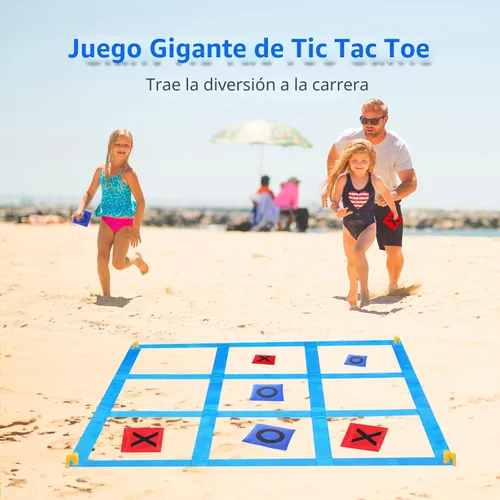 Vista 3 de CWLAKON Juego de Lanzamiento de Pufs Gigante al Aire Libre Tic Tac Toe para Niños, Adultos y Familia, Gran Juego de Patio al Aire Libre para Césped