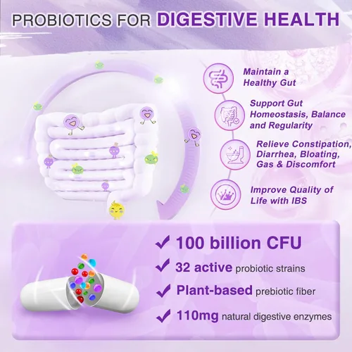 Vista 3 de ZEBORA Probióticos para Mujeres Salud Digestiva con Enzimas y Prebióticos 100 Mil Millones de UFC Probióticos Vaginales con D-Manosa y Arándano