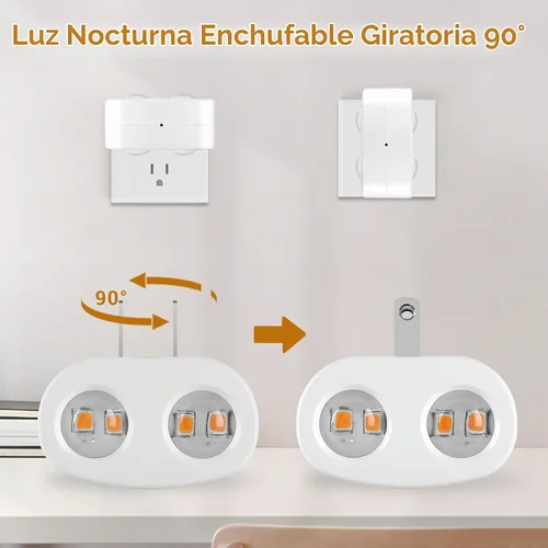 Vista 4 de Paquete de 4 luces LED nocturnas enchufables a la pared, luz nocturna enchufable, no regulable