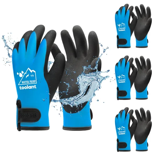 Vista 9 de Guantes impermeables para hombres y mujeres, guantes para congelador con agarre, doble recubrimiento de nitrilo para repelente extremo al aceite