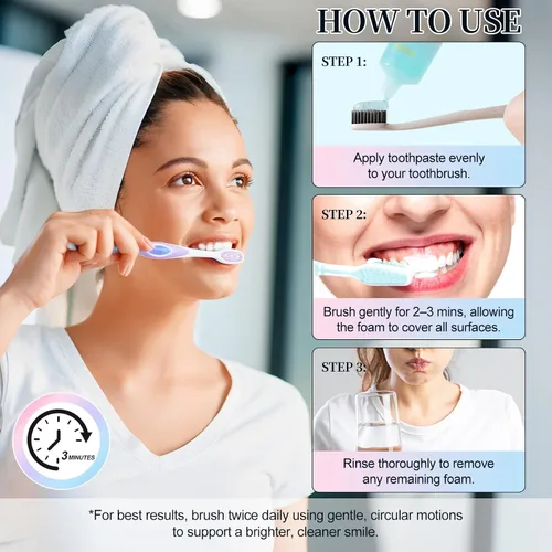Vista 3 de Paquete de 2 pasta dental blanqueadora de niacinamida, pasta dental intensiva de niacinamida, aliento fresco, elimina las manchas de los dientes