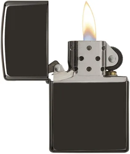 Vista 2 de Zippo - Encendedor de bolsillo clásico negro de alto pulido