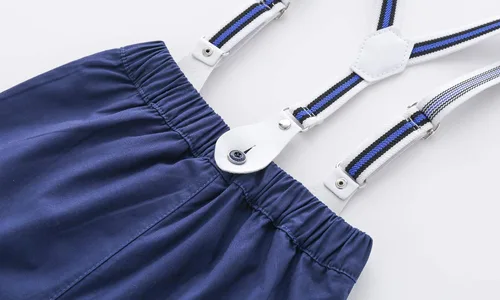 Vista 7 de Trajes de caballero para bebé, camisa de manga corta para bebé+pantalones con babero+corbatín conjunto de ropa