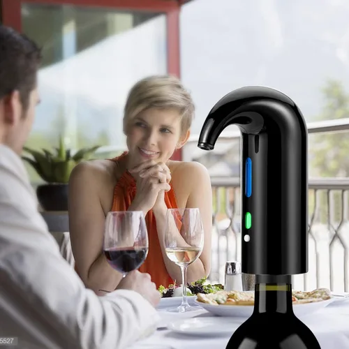 Vista 6 de Aireador de vino eléctrico - Decantador portátil de un solo toque y bomba dispensadora para vino tinto y blanco, oxidante automático