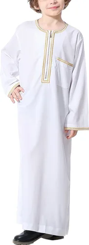 Vista 9 de Aomesinc Islamic Boys Jubba Thobe Saudi Arabia Islamic Clothing Fashion Boys Muslim Long Sleeves Kids Robe