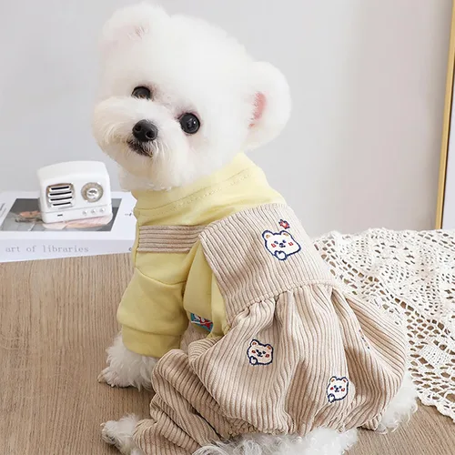 Vista 2 de Mono lindo para perro, overol elegante para mascotas, suave, transpirable, ropa para perros pequeños, hembra, niño, overol clásico de una pieza
