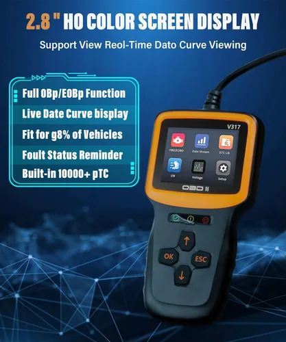 Vista 2 de YAKEFLY Herramienta de diagnóstico con escáner OBD2, lector de códigos OBD2 para auto, lector de códigos de fallas del motor, herramienta de escaneo