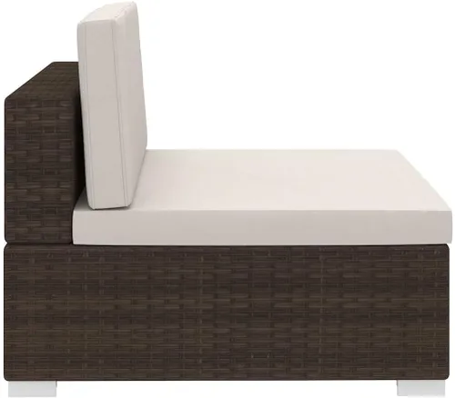 Vista 5 de 3 Piece Poly Rattan Patio Sofa Set with Cushions Brown
