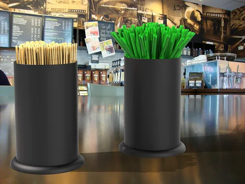 Vista 7 de MyLifeUNIT Dispensador de soporte para pajillas, organizador de utensilios de cocina de acero inoxidable 6.7 x 4.9 pulgadas, negro